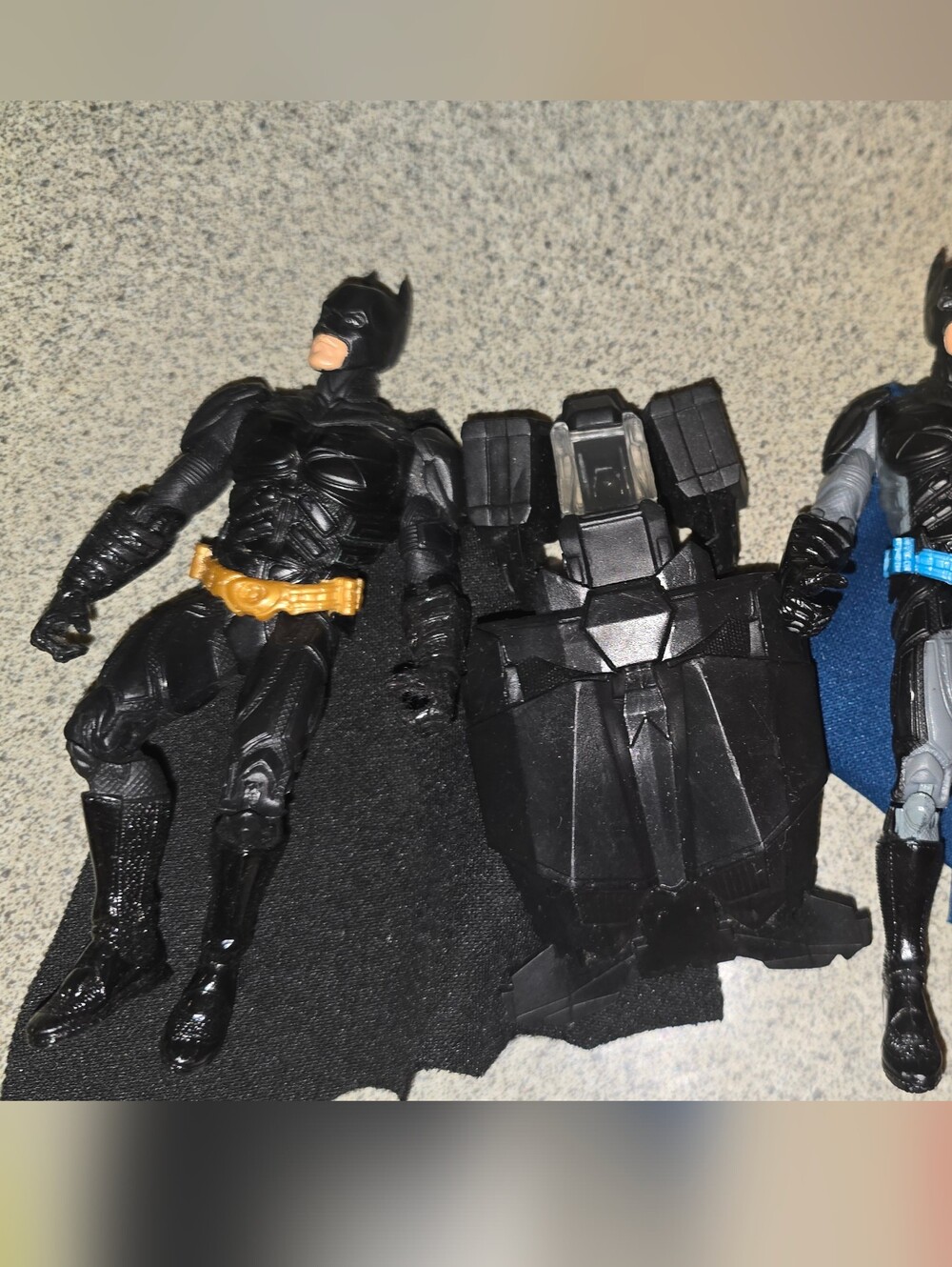 Black Superhero Action Figure Set with Gold Belt and Black Vehicle